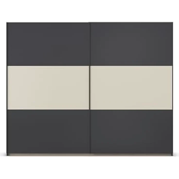 Rauch Möbel Neo, Schwebetürenschrank, Kleiderschrank, Kleiderschränke, Garderobe, Schrank mit Stauraum, 2-türig, Farbe Grau-metallic/Champagner, 261 x 210 x 59 cm – Bild 8