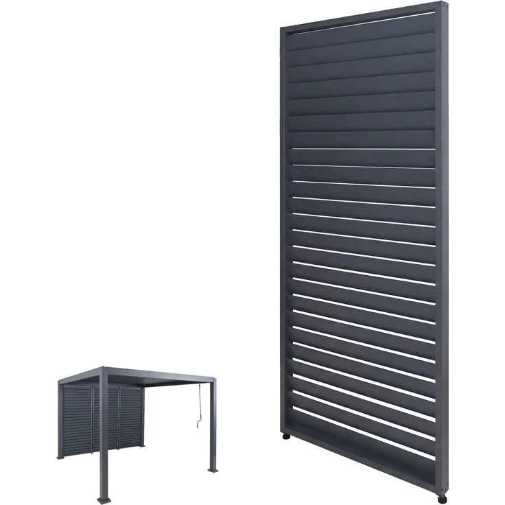 Lamellenwand für Pergola HWC-P65, Lamellenpaneel Modul Paneel Seitenwand, Aluminium 220x90cm ~ anthrazit – Bild 1