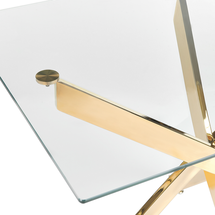 Esstisch MARAMO 120 cm 70 cm Sicherheitsglas Gold – Bild 5