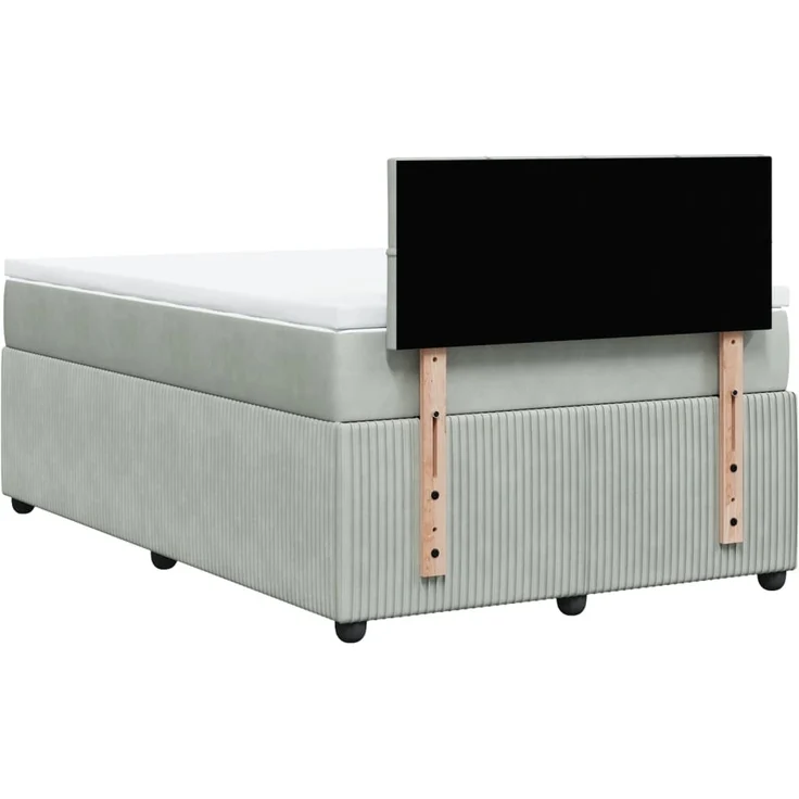 vidaXL Boxspringbett mit Matratze Hellgrau 120x190 cm Samt 3287686 – Bild 6
