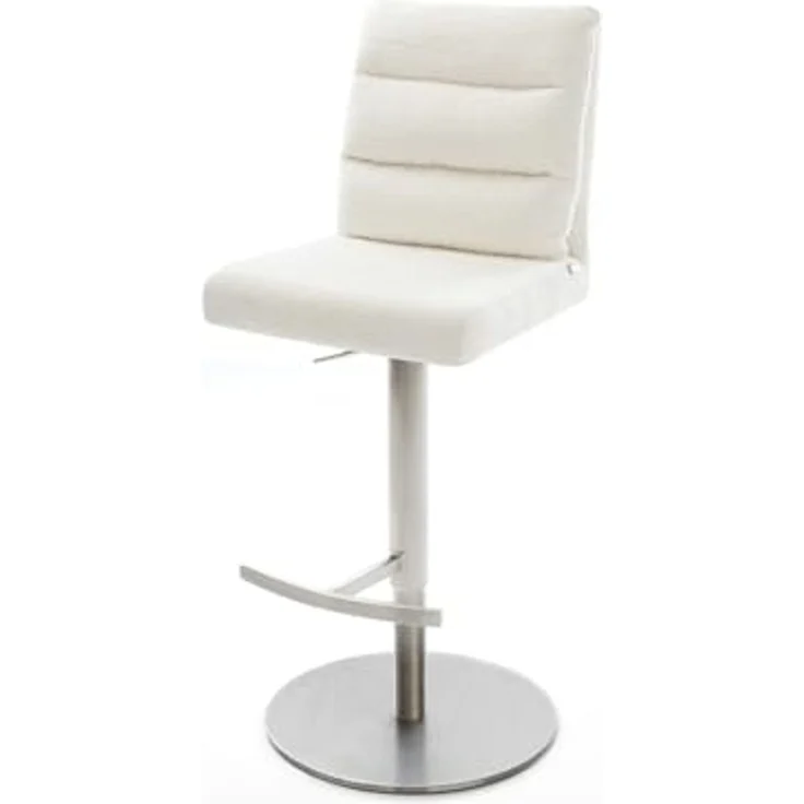 Barstuhl Pela-Flex Bouclé Soft Beige Drehfuß höhenverstellbar Edelstahl Silberfarben – Bild 2