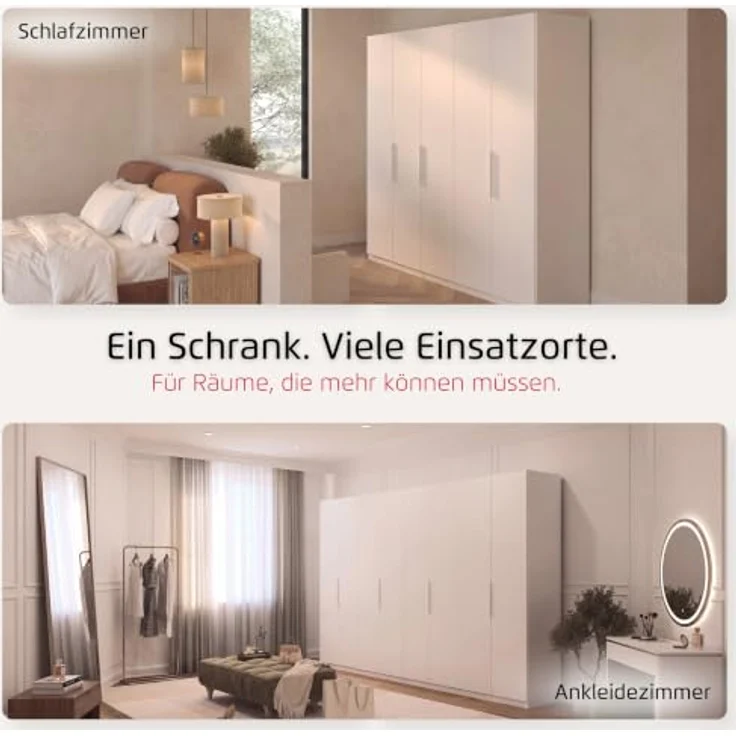 Rauch Möbel MYLORA, Kleiderschrank, Farbe Beige, Breite 405 cm | Schrank mit patentiertem Schnellmontagesystem, 9-türig, Zubehör Premium, für Schlafzimmer, Ankleidezimmer, Garderobe – Bild 6
