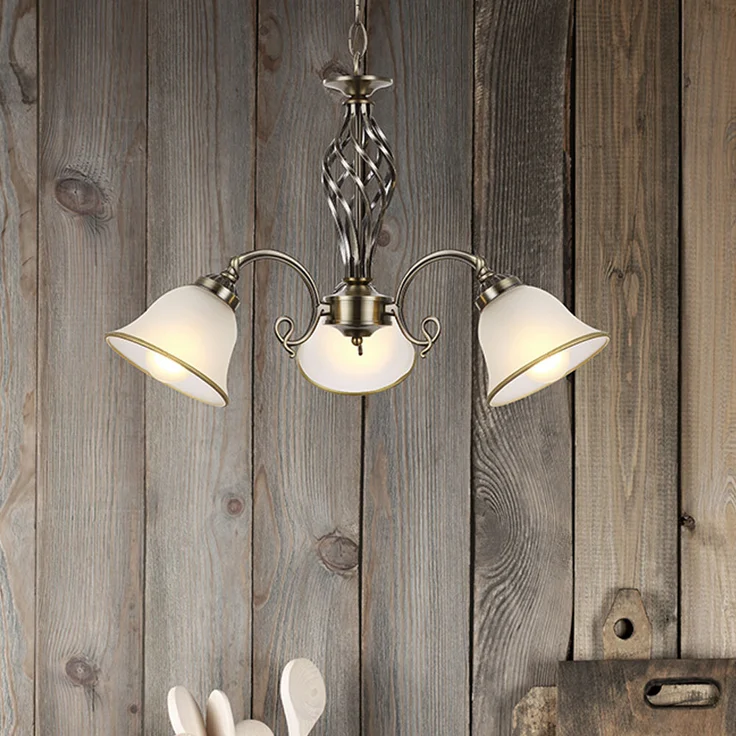 Hängelampe, Lüster, Altmessing, 3-flammig, D 60 cm – Bild 10