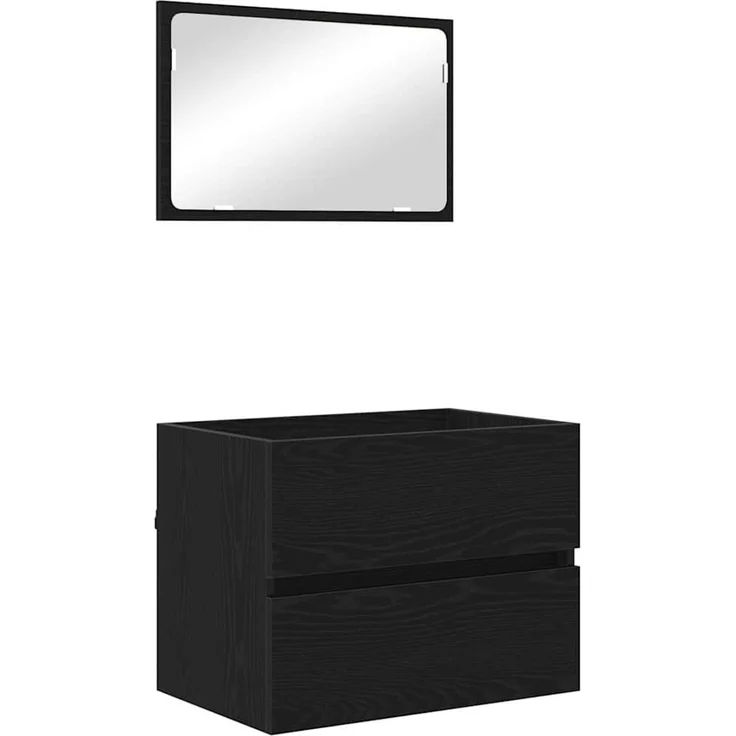 vidaXL Badezimmermöbel-Set mit Schubladen 2 pcs Schwarz Eichen-Optik 875434 – Bild 2