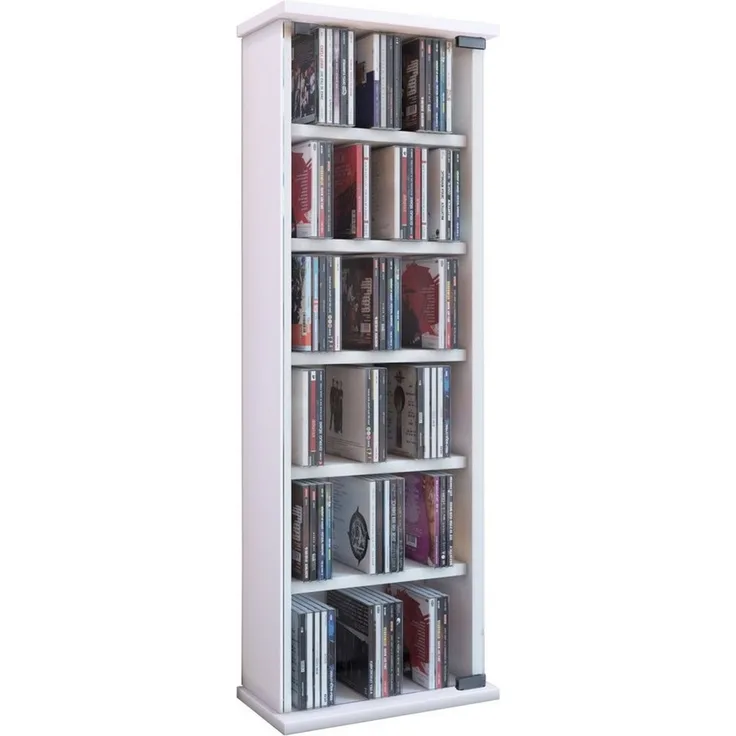 VCM CD / DVD Media Regal Vetro 25217 Weiß H. 92 x B. 31 x T. 18 cm