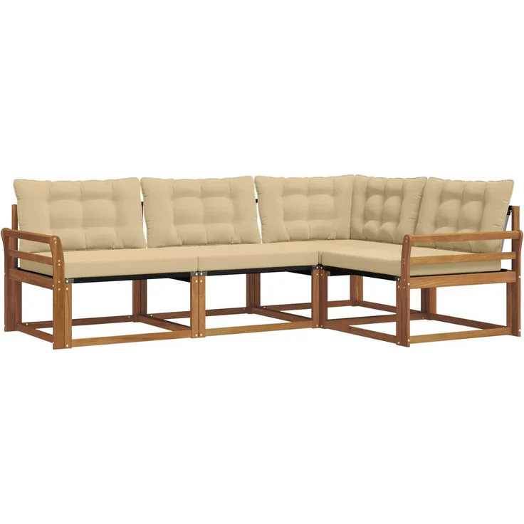 vidaXL Outdoor-Sofagarnitur 4 stk. 4-Sitzer Natur und Beige 3369412 – Bild 2