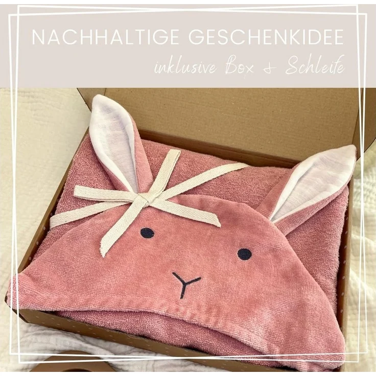 DIKOS Kapuzenhandtuch Badeponcho Baby Kinder Taupe/Altrosa, 70x140cm, 100% Bio-Baumwolle, 2-in-1 ab Geburt Handtuch mitwachsendes Badetuch/Poncho mit Knöpfen – Bild 2