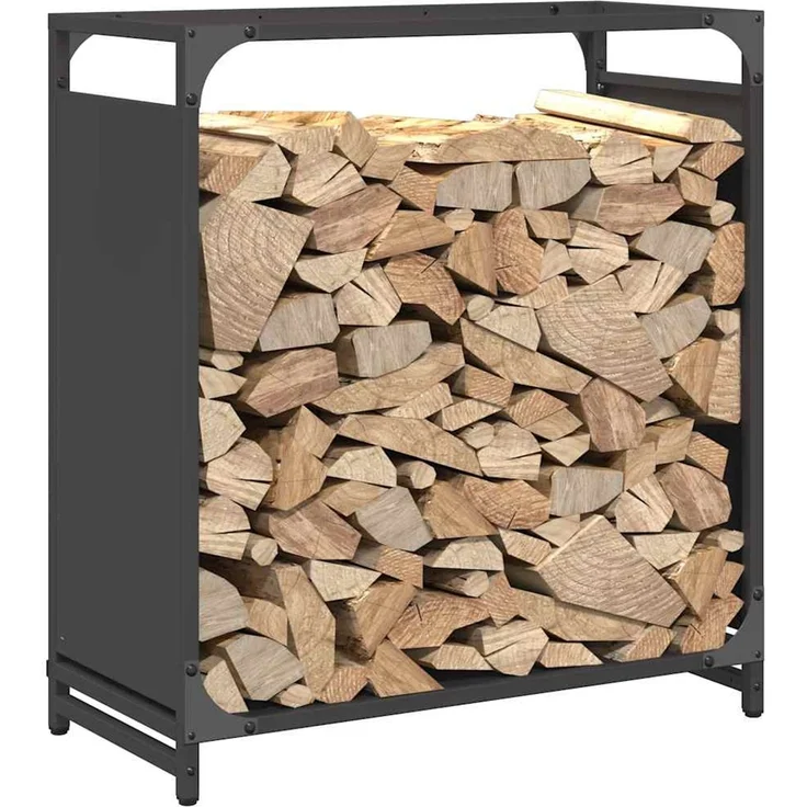 vidaXL Brennholzregal Schwarz 60x28x65 cm Kaltgewalzter Stahl 864199 – Bild 4