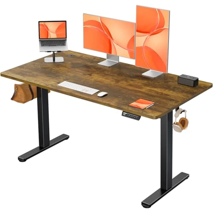 ErGear Elektrisch Höhenverstellbarer Schreibtisch 140x70 cm, Schreibtisch Höhenverstellbar mit 4 Memory-Funktion, Gaming Tisch mit Vierteilige Tischplatte – Bild 2