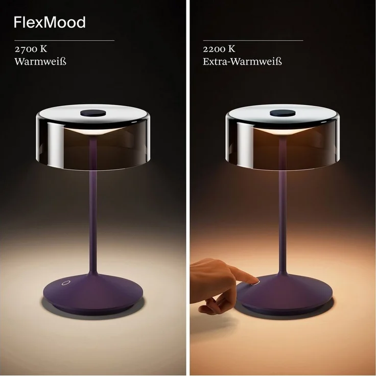 SIGOR LED Tischleuchte Akku-Glasleuchte NUMOTION pflaumenblau, Dimmbar, LED fest integriert, Warmweiß – Bild 2