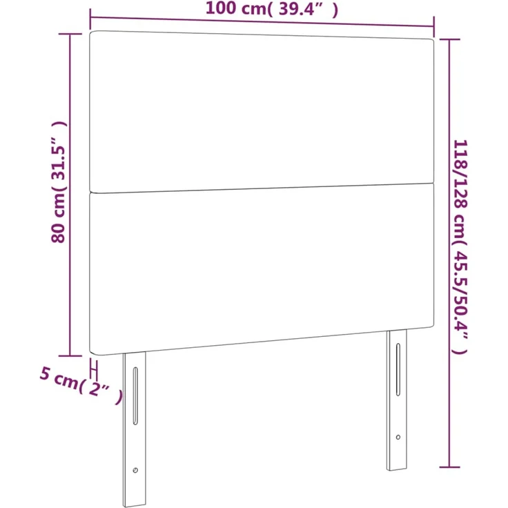 vidaXL Kopfteile 2 Stk. Schwarz 100 x 5 x 78/88 cm Stoff 3116044 – Bild 8