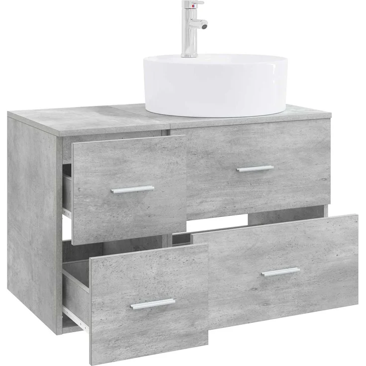 vidaXL Badezimmerschrank-Set 2 stk. Betongrau 79,5 x 44,5 x 82 cm 3403987 – Bild 3