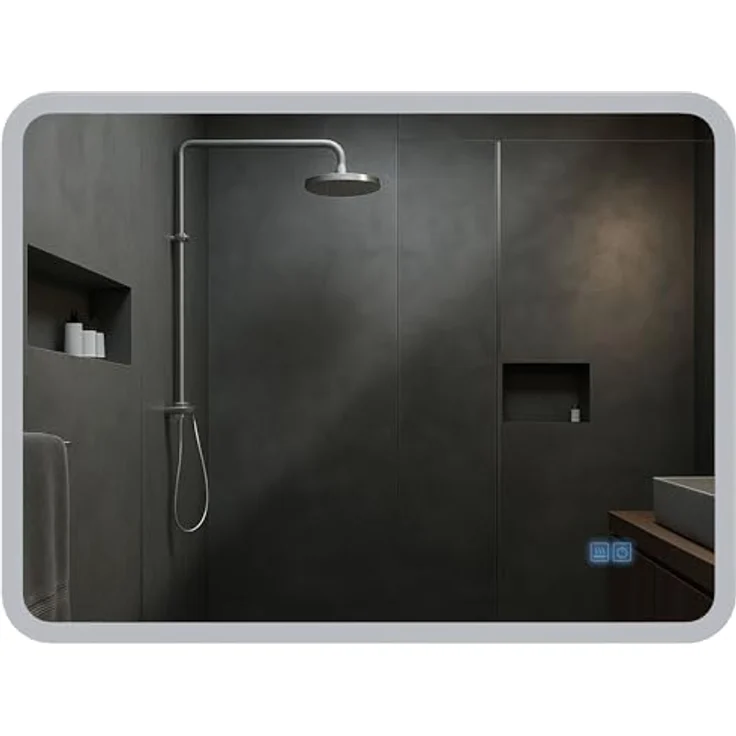 CLP Badspiegel Jericho Bluetooth-Lautsprecher Anti-Beschlag LED-Beleuchtung dimmbar,60x80 cm – Bild 7