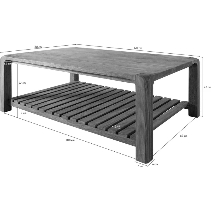 Couchtisch Sheesham 120 x 80 x 45 braun geölt BUENO #1001 – Bild 7
