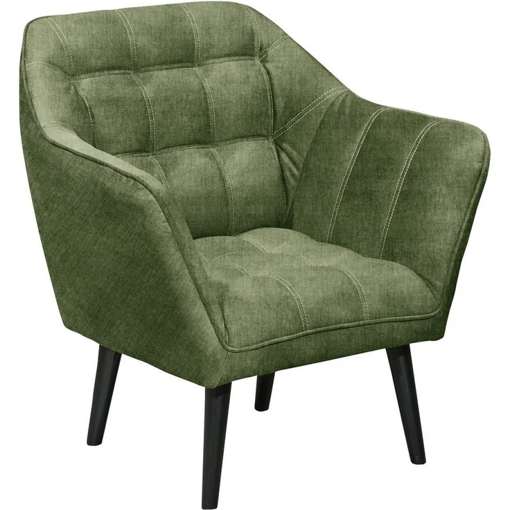 MAX Loungesessel mit Armlehnen, Winter Moss - Bequemer Sessel gepolstert mit schwarzen Massivholz Füßen für Esszimmer & Wohnzimmer - 84 x 87 x 70 cm (B/H/T) – Bild 2