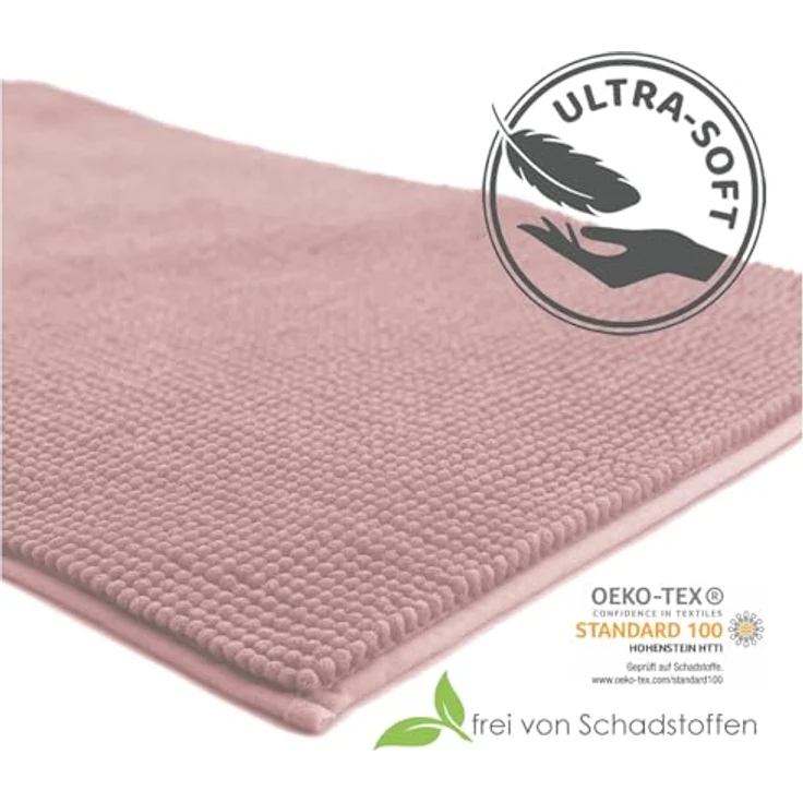 heimtexland Badematte Badvorleger Chenille Badteppich Duschvorleger, rutschhemmend beschichtet, Fußbodenheizung geeignet, fußbodenheizungsgeeignet, saugstark, schnell trocknend, strapazierfähig, rutschfest, Polyester, rechteckig, 45x50 cm, Hochflor, su... – Bild 4