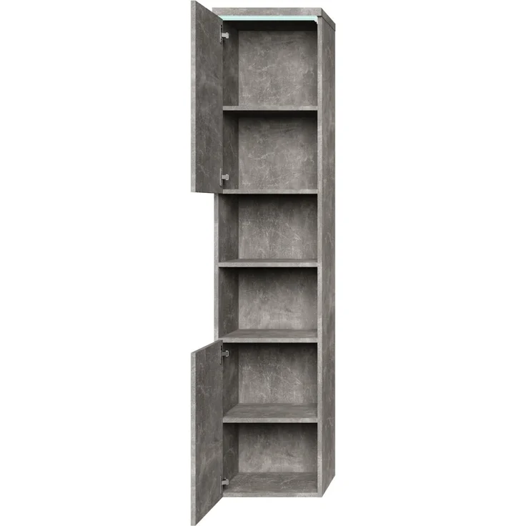 Badplaats Badezimmerschrank Paso 35 x 35 x 160 cm Beton Grau - Hoch Badschrank Mit 2 Türen – Bild 2