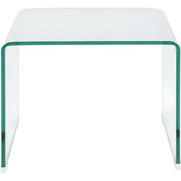 Vente-Unique Nachttisch Suzana, Transparent, Rechteckig aus Sicherheitsglas, 40x40x50 cm, modernes Design für das Schlafzimmer – Bild 4