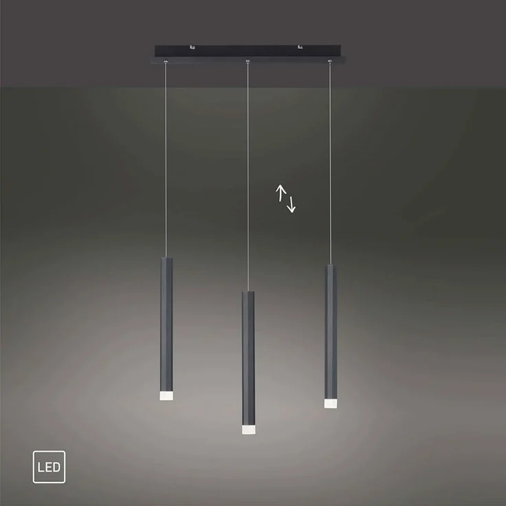 LED Hängeleuchte, Metall, schwarz, warmweiß, H 120 cm – Bild 8
