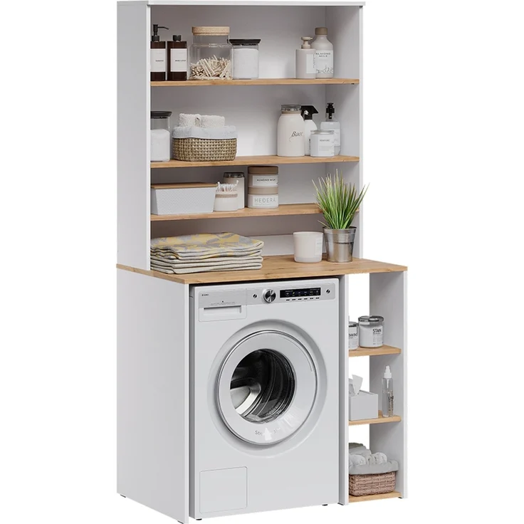 Waschmaschinenschrank Viktor Weiß/Artisan-Eiche 93.6 x 88.2 cm 2 Teile mit Regal Vicco – Bild 5