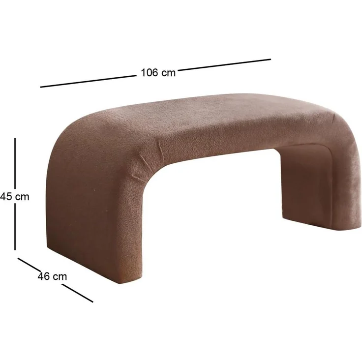 Atelier Del Sofa Stylish Pouffe with Beech Frame, 106 x 45 x 46 cm, 100% Polyester Teddy Fabric, Elegant Brown Color | Perfect for Living Room & Bedroom Decor – Bild 3