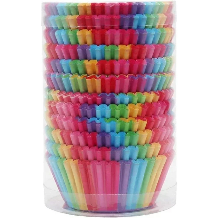 FELIXLEO Muffinform 200 Stück Muffinförmchen Papier Cupcake Wrapper Regenbogen, (1-tlg) – Bild 5