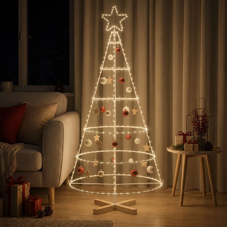 vidaXL Metall Weihnachtsbaum KUOPIO 125 cm Stahl Weiß 42053812 – Bild 3