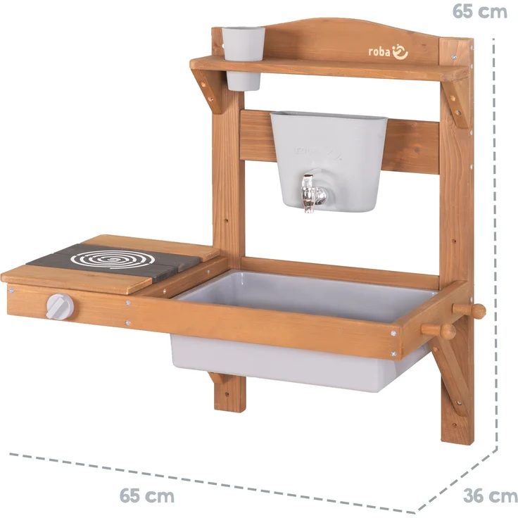 roba Spiel- und Matschküche zum Hängen -inkl. Küchenutensilien - HxBxT: ca. 65 x 65 x 36 cm - Taek – Bild 8