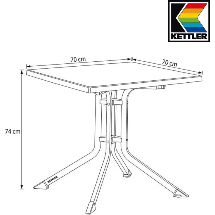 KETTLER Alu Klapptisch 70x70cm Kettalux silber anthrazit – Bild 3