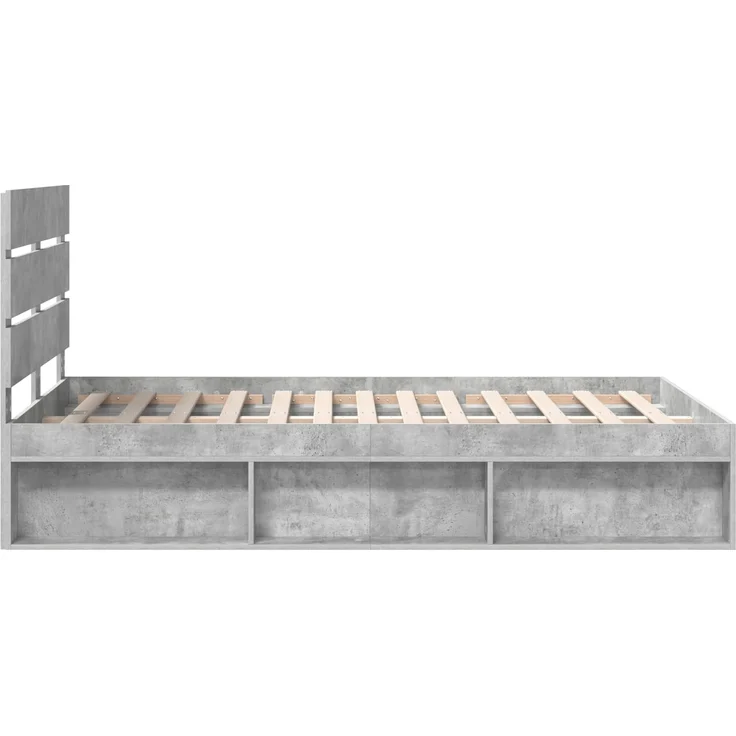 vidaXL Bettrahmen Beton Grau 135 x 190 cm Massives Kiefernholz 3411755 – Bild 7