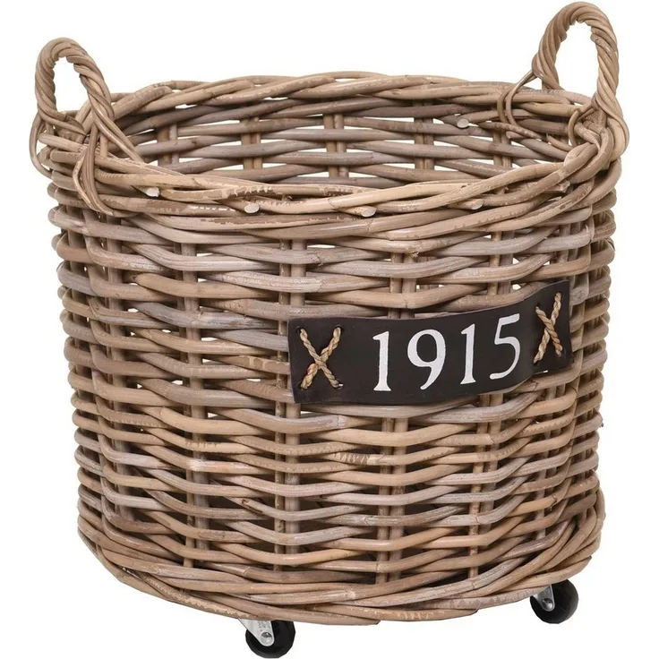 VIVANNO Kaminholzkorb Rattan ARRIBA Rund - Natur Geflochten (1 St), 50x42 cm