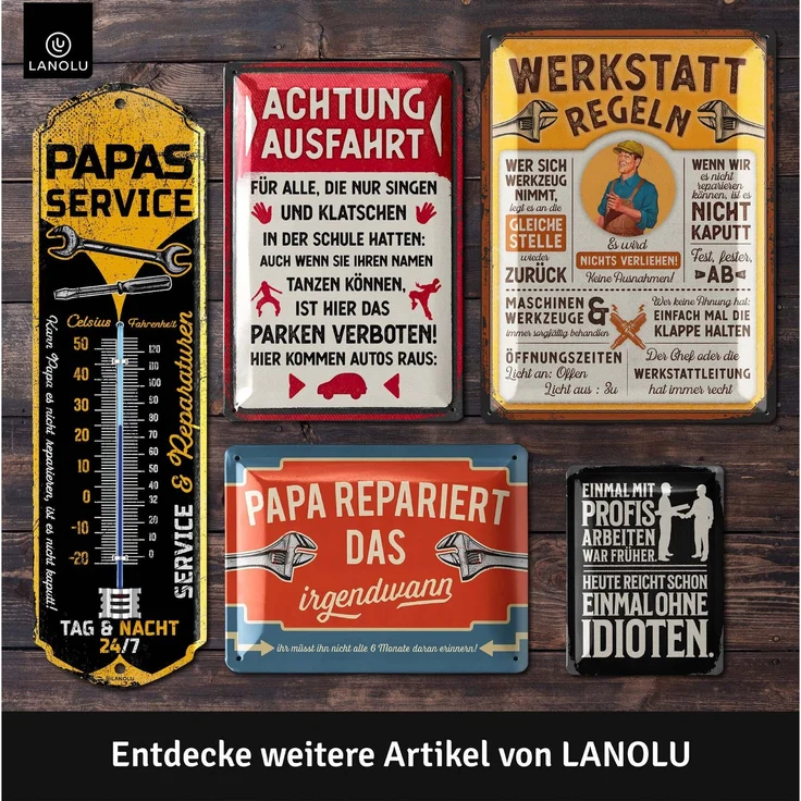 LANOLU Blechschild Handwerker Stundenlohn - 30x40cm – Metall – Mehrfarbig – 30105 – Bild 5
