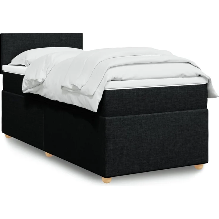 vidaXL Boxspringbett mit Matratze Schwarz 100x200 cm Stoff 3288886 – Bild 1