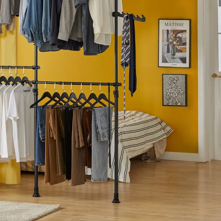 SoBuy KLS03-SCH Garderobenständer, Metall, Pulverbeschichtung, Schwarz, 62 x 200 x 75 cm – Bild 4