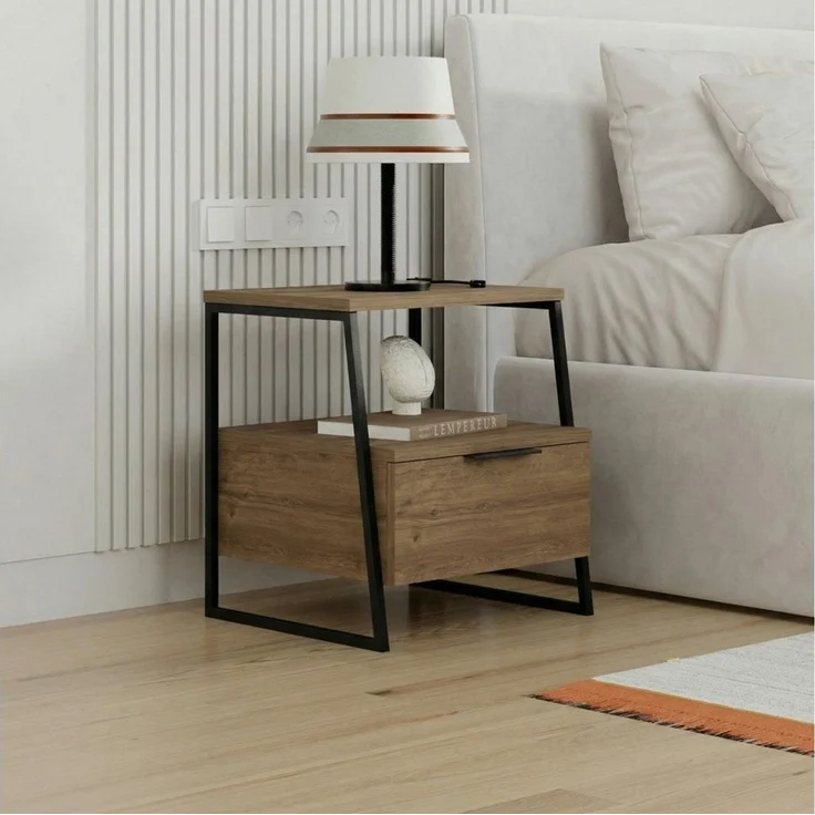 Decortie Nachttisch Pal Moderner Nachttisch, 45 x 41 x 50 cm (1 Tisch), Moderner Nachttisch, 45 x 41 x 50 cm – Bild 1