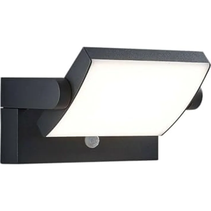 Lindby LED Wandleuchte außen, 340° schwenkbar mit Bewegungsmelder, spritzwassergeschützt IP54, 10,5W, Dunkelgrau – Bild 1