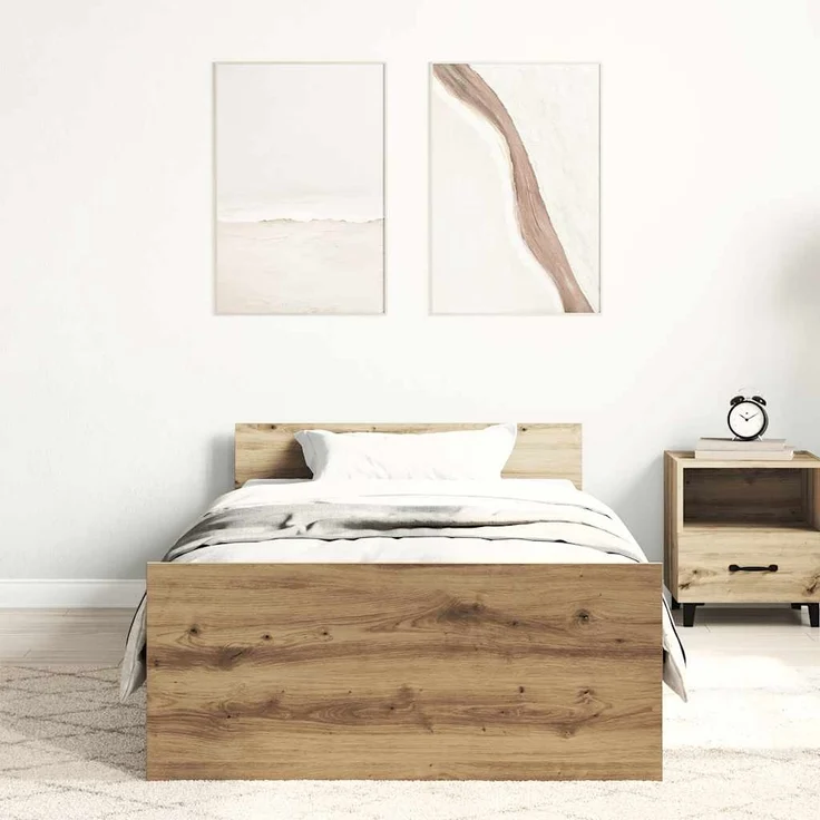 vidaXL Bettgestell ohne Matratze Artisan-Eiche 100x200cm Holzwerkstoff 857477 – Bild 2