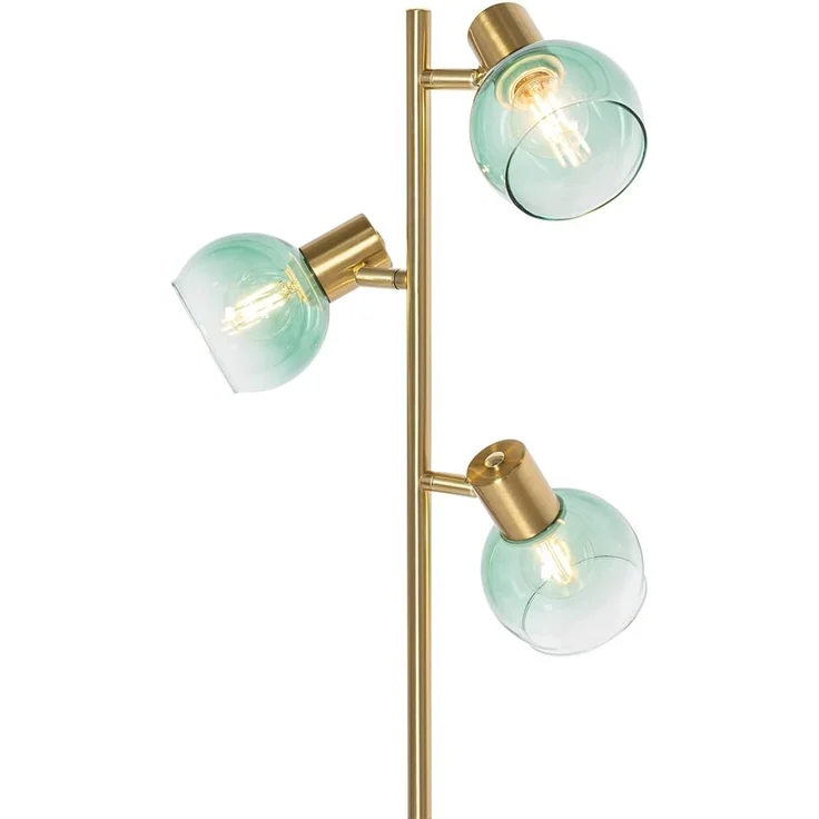 Qazqa Stehlampe Vidro, ohne Leuchtmittel, E14, Grün, Art Deco, Stahl, 3-flammig – Bild 4