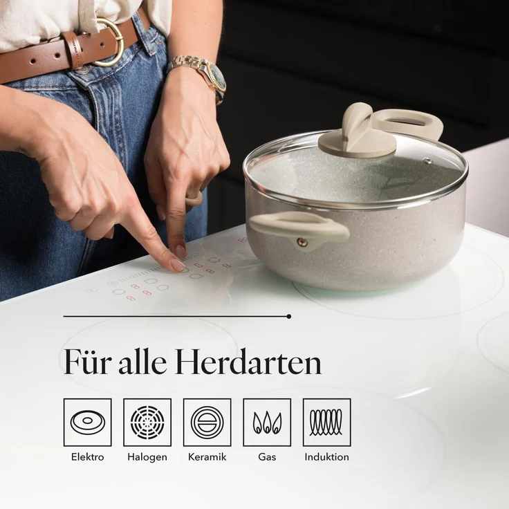 FLORINA Aluminiumtopf ISLA 1,6L I 18 cm I Aluminium Kochtopf mit Antihaftbeschichtung I Schnelles und gleichmäßiges Erhitzen I Soft-Touch-Griffe I Ästhetisches Design, Grau – Bild 3