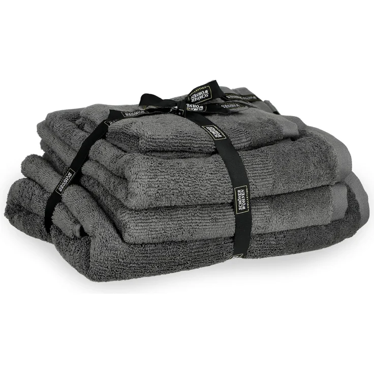 SCHÖNER WOHNEN-Kollektion Handtuch Set SENSE Handtuch Set, Baumwolle (Spar-Set, 1-St), 5er Set (1x 140x70 cm / 2x 100x50 cm / 2x 50x30 cm) in Anthrazit – Bild 1