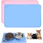 Huifoo Napfunterlage wasserdicht, rutschfest (2-teiliges Set), Silikon rosa / blau, 48x30 cm