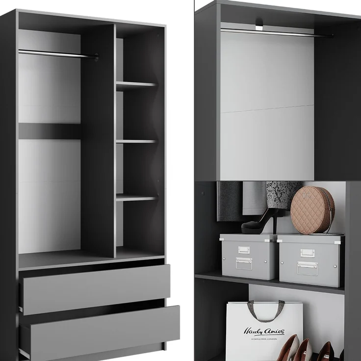 Kleiderschrank Elmo Anthrazit 180 x 200 cm 2er Set Vicco – Bild 6