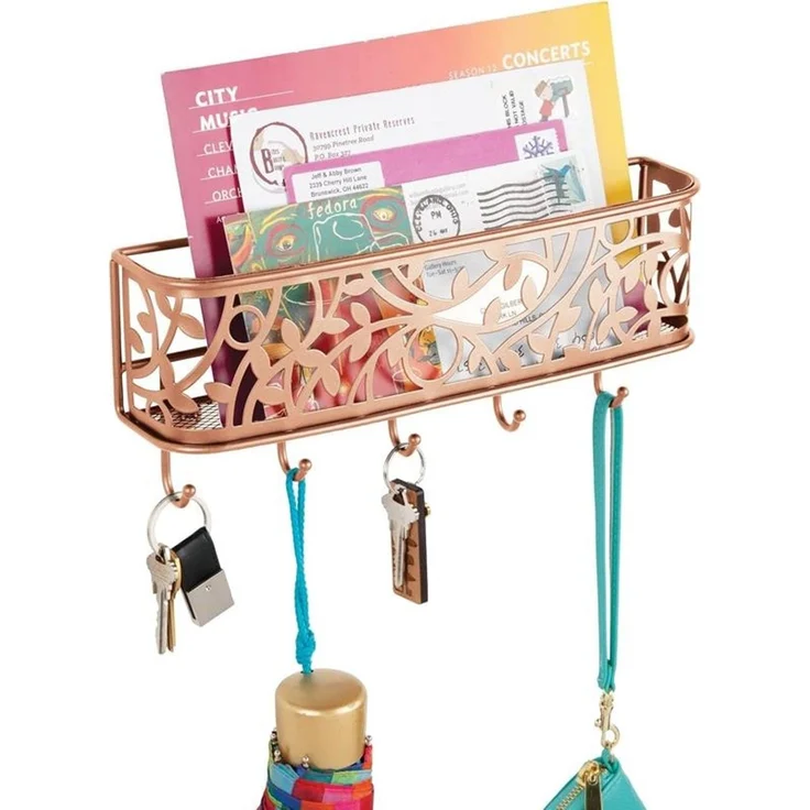 mDesign Schlüsselbrett Briefablage Aufbewahrung Organizer Metall Kupfer – Bild 7