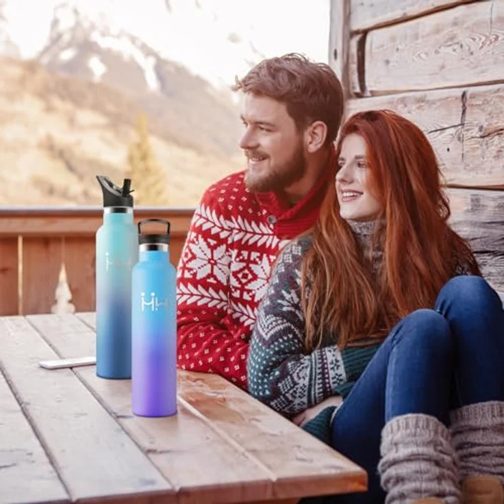 HoneyHolly Trinkflasche 1L, BPA-Frei, Trinkflasche Edelstahl, Thermosflasche, Auslaufsichere Isolierflasche Doppelwandig, Wasserflasche, Thermoskanne, mit Strohhalm, Thermoskanne Kohlensäure Geeignet – Bild 7