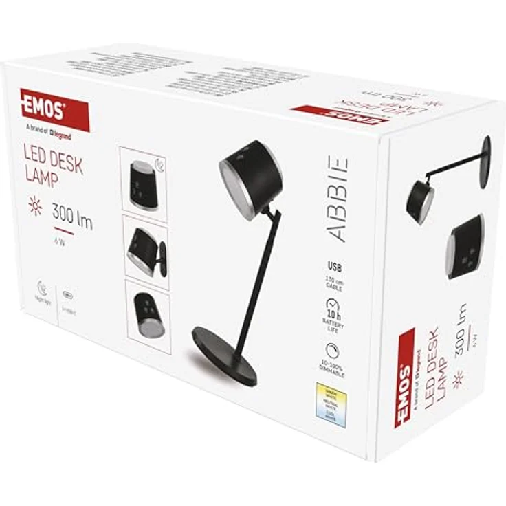 EMOS LED Akku-Tischlampe 4in1 ABBIE, 6W, 300lm, dimmbar, einstellbare Lichtfarbe, 1500mAh Li-Ion Akku, 33h Leuchtdauer, schwarz, Z7636B – Bild 6