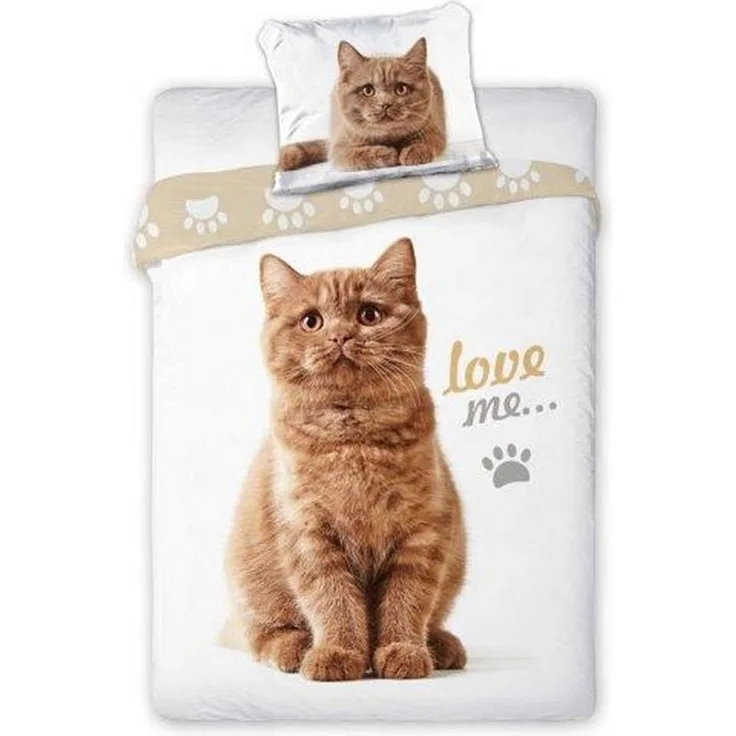 texpot Bettwäsche Katze Love me Garnitur Baumwolle, 2 teilig