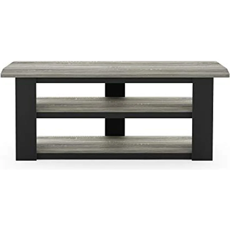 Furinno Parsons TV-Unterhaltungszentrum mit 3 Ebenen, holz, Eiche Grau/Schwarz, 34.04 x 34.04 x 41.91 cm – Bild 6