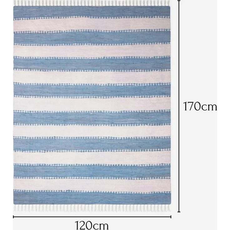 Wohnando Teppich MY-RUG Aarav, Chindi-Teppich 110x60cm, rechteckig, Höhe: 10 mm, aus recycelten Baumwollresten, handgewebt, wendbar, mit Fransen – Bild 3