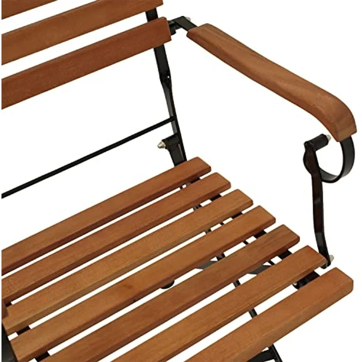 DEGAMO HOFGARTEN Klappsessel mit Armlehnen, Stahl + Eukalyptus, schwarz/braun, 56cm 2-er Set – Bild 7