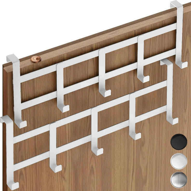 4smile Türgarderobe zum Einhängen – Weisse Türhaken universell verwendbar, flexible Kleiderhaken Tür - Vielseitige Haken zum Einhängen, platzsparende Türhakenleiste für gesamte Wohnung, 2er Set